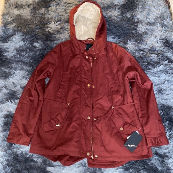 Macy’s collectionb Newyork burgundy puffer coat Xl - Picture 6 of 10